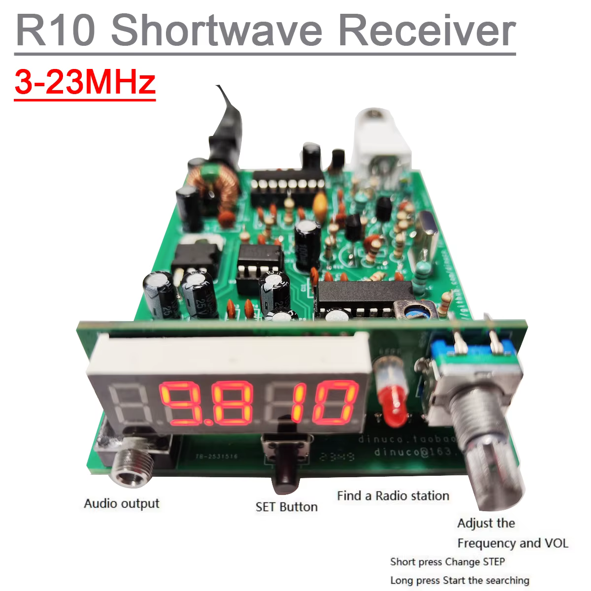 3 - 23mhz R10 AM radio récepteur à ondes courtes réception de signal de diffusion à ondes courtes réception PLL DIY kits LED fréquence d'affichage numérique