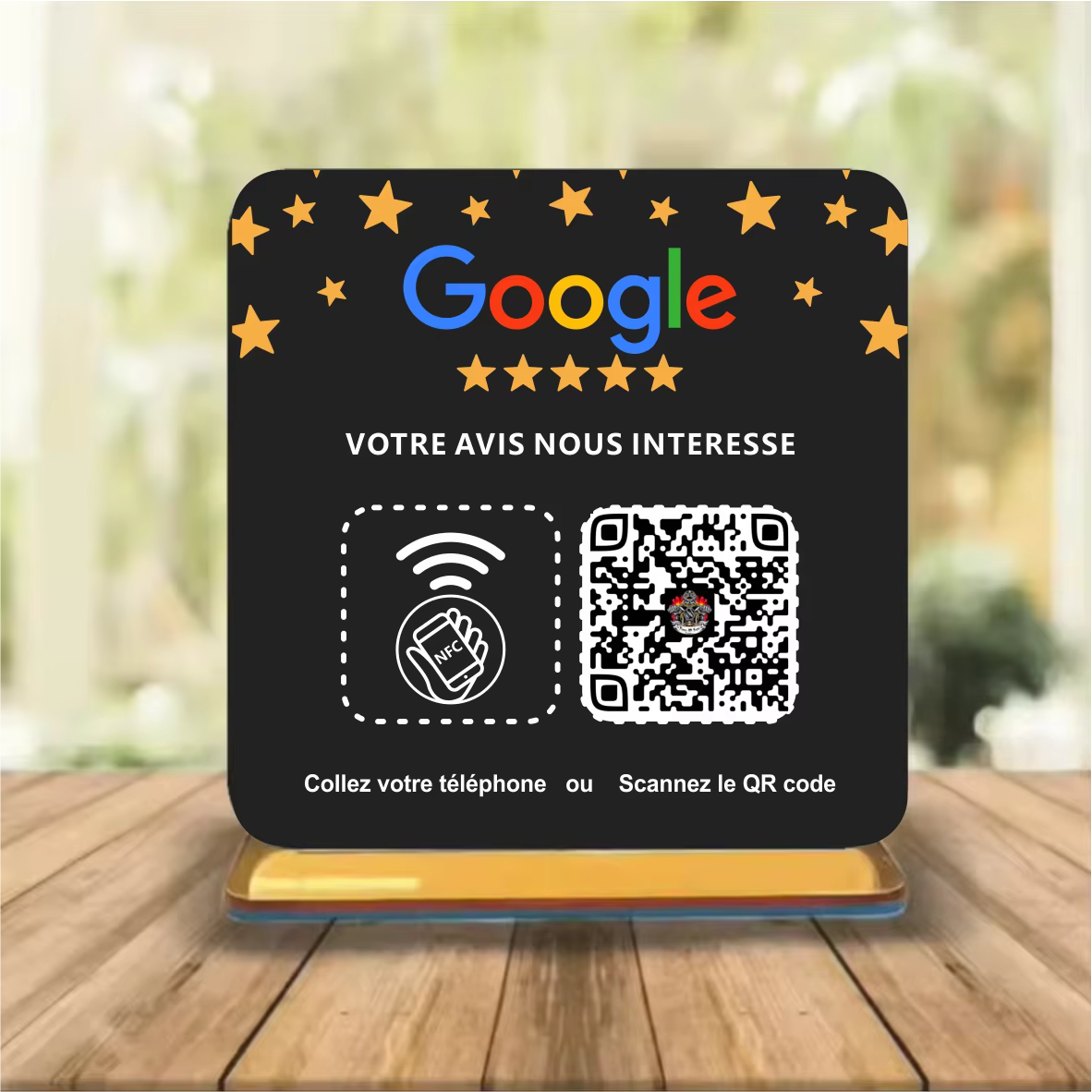 Panneau d'évaluation personnalisé de Google, code de numérisation NFC, panneaux de médias sociaux en acrylique, plaques d'évaluation de Google avec Base de support, décorations de magasin