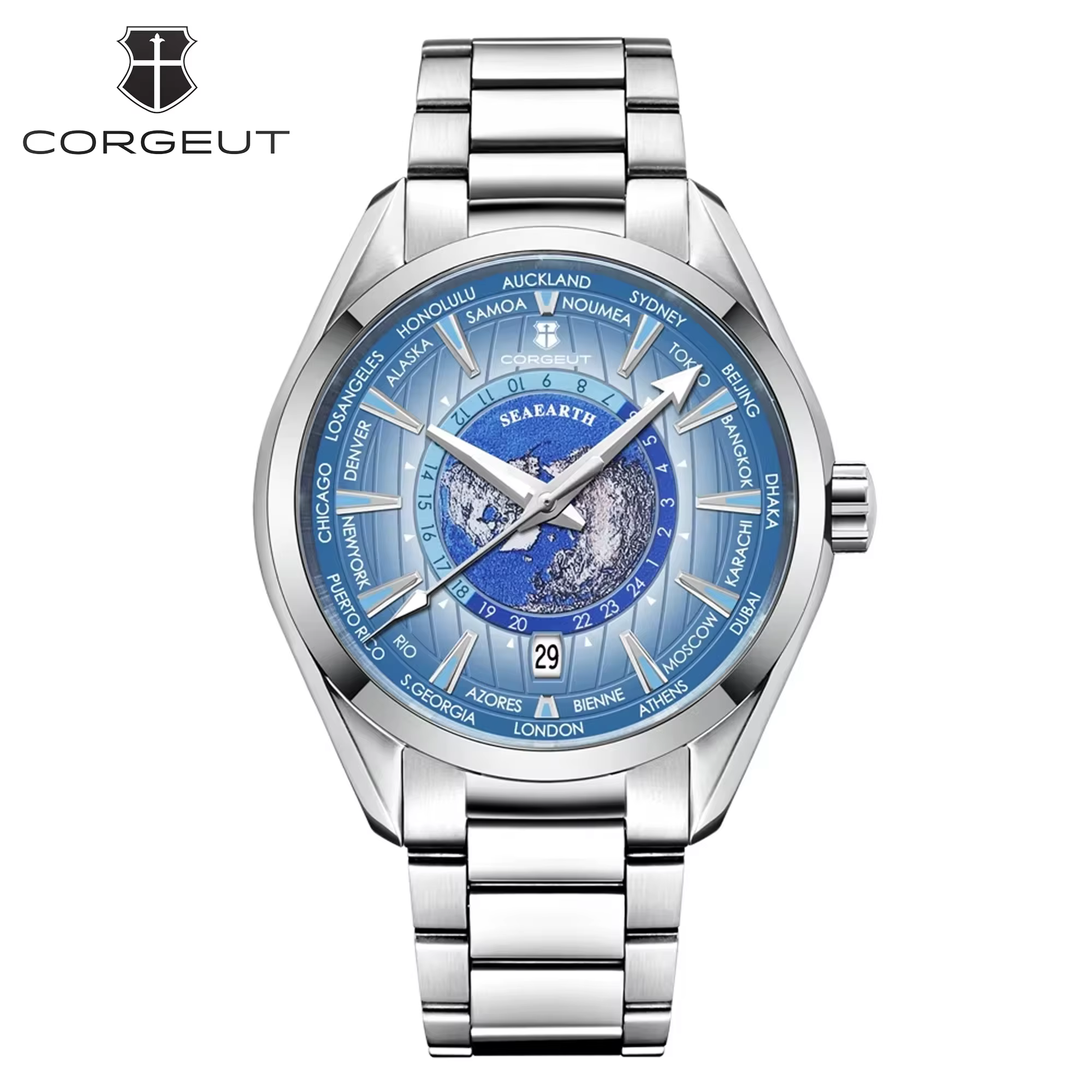 Corgeut 41mm montre pour hommes de luxe NH35 mouvement automatique Date robe relogio reloj hombre verre saphir montres mécaniques