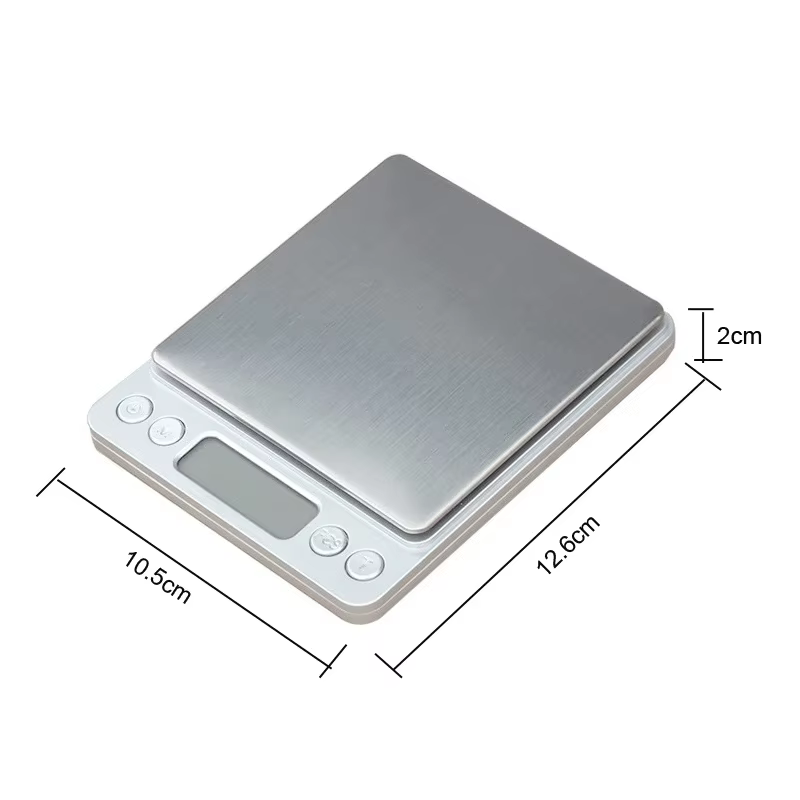 Balance de poids électronique numérique 500g 0.01g, 3kg 0.1g, poche à bijoux, Balance alimentaire de cuisine, argent avec 2 plateaux
