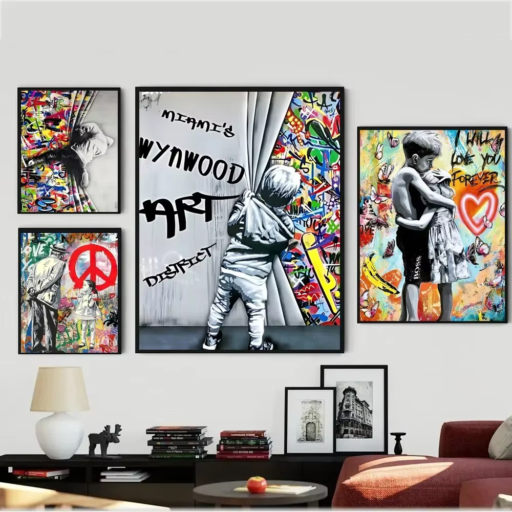 Art mural vintage de Banksy, art de rue, peinture, art esthétique, grande taille