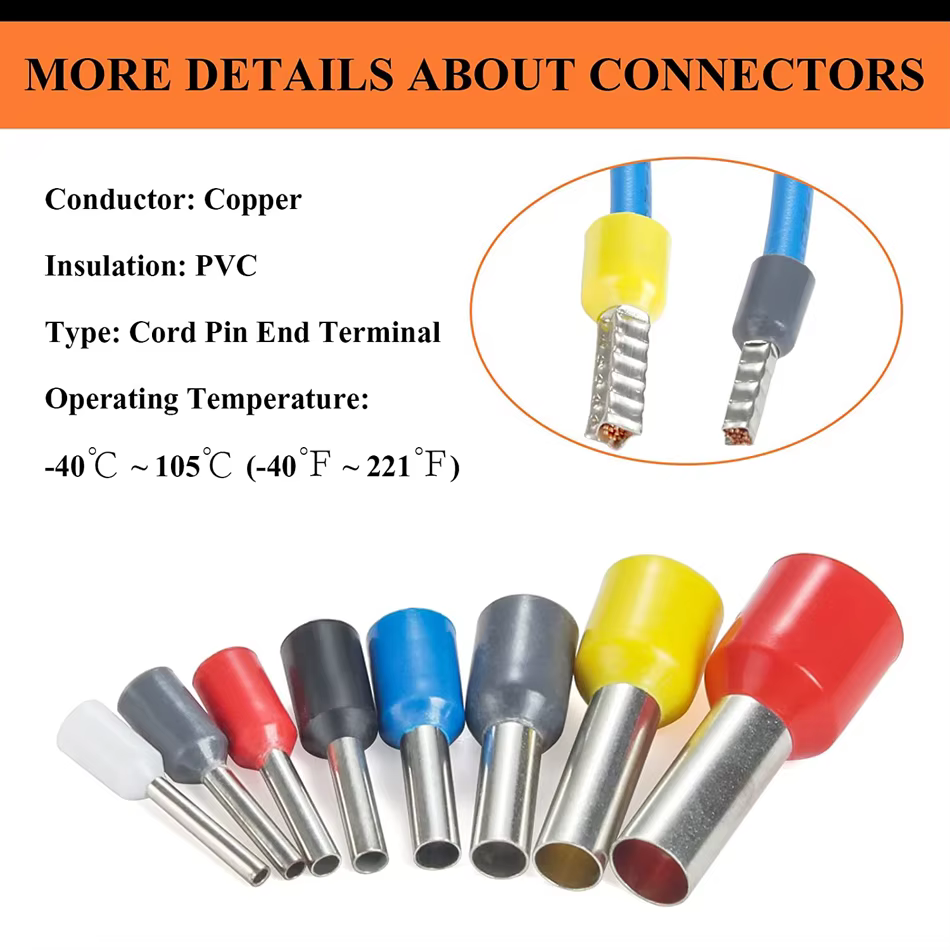 400 pièces bornes à sertir bornes de Tube électrique costume VE bloc tubulaire connecteurs d'extrémité de cordon connecteur de fil de câble