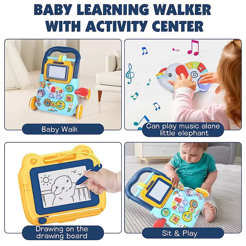 PANGDUBE Déambulateur éducatif précoce pour bébé avec jouet d'artboard Activités pour bébé Apprentissage Jouets de marche Marche pour bébé Marche assistée