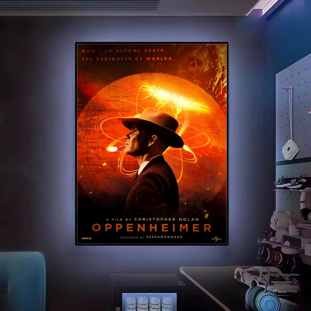 Affiche esthétique HD, impression d'art mural auto-adhésive, décoration moderne pour la maison, idée cadeau pour la décoration de la chambre Moive O-OPPENHEIMER