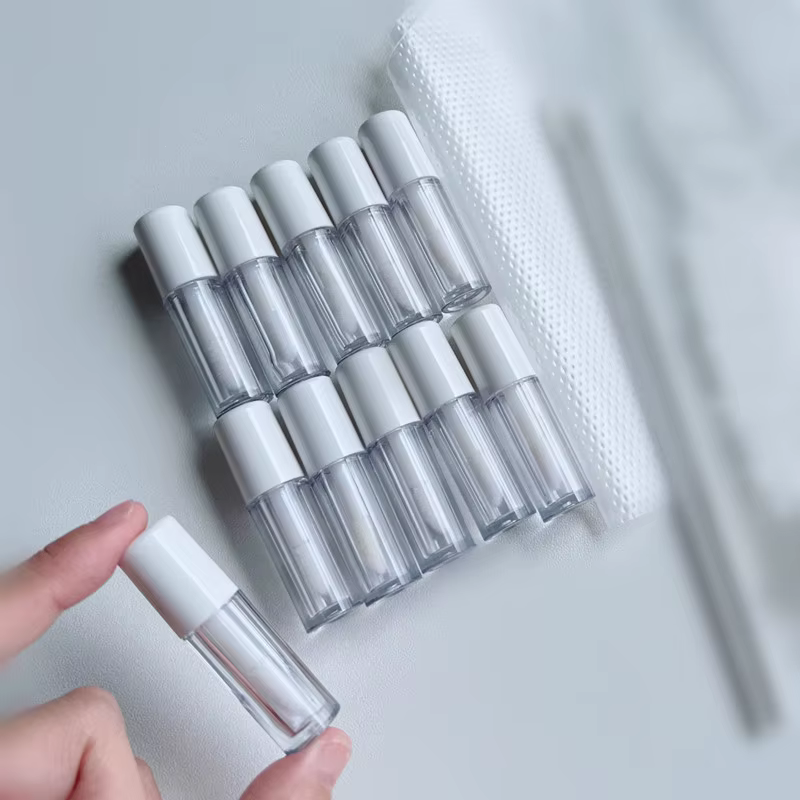 Tube de brillant à lèvres en plastique, petit Tube de rouge à lèvres/Mascara Eyela avec échantillon intérieur étanche, récipient cosmétique, 3ml/0.8ml, 6 pièces/lot