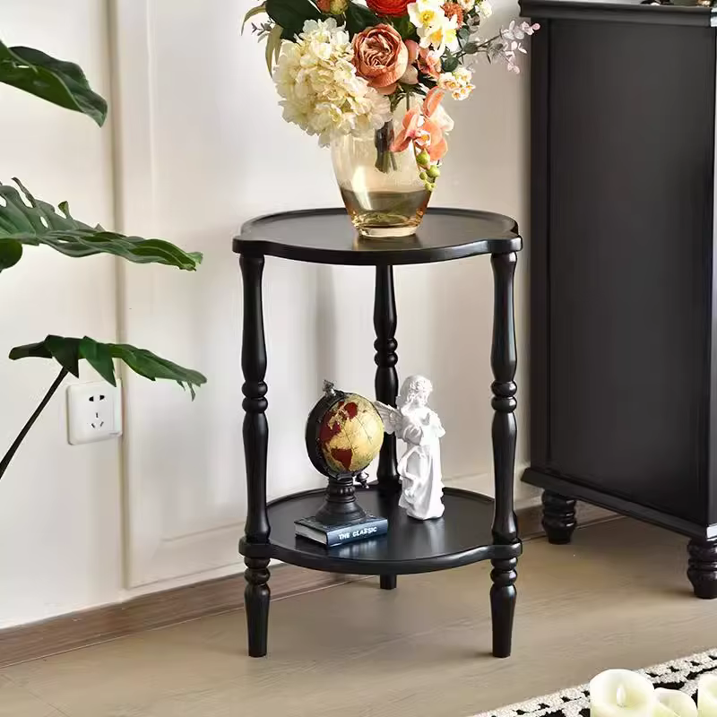 Table d'appoint triangulaire Vintage en bois massif, Table d'angle de canapé, petite Table à thé rétro française, Table d'appoint de salon haut de gamme