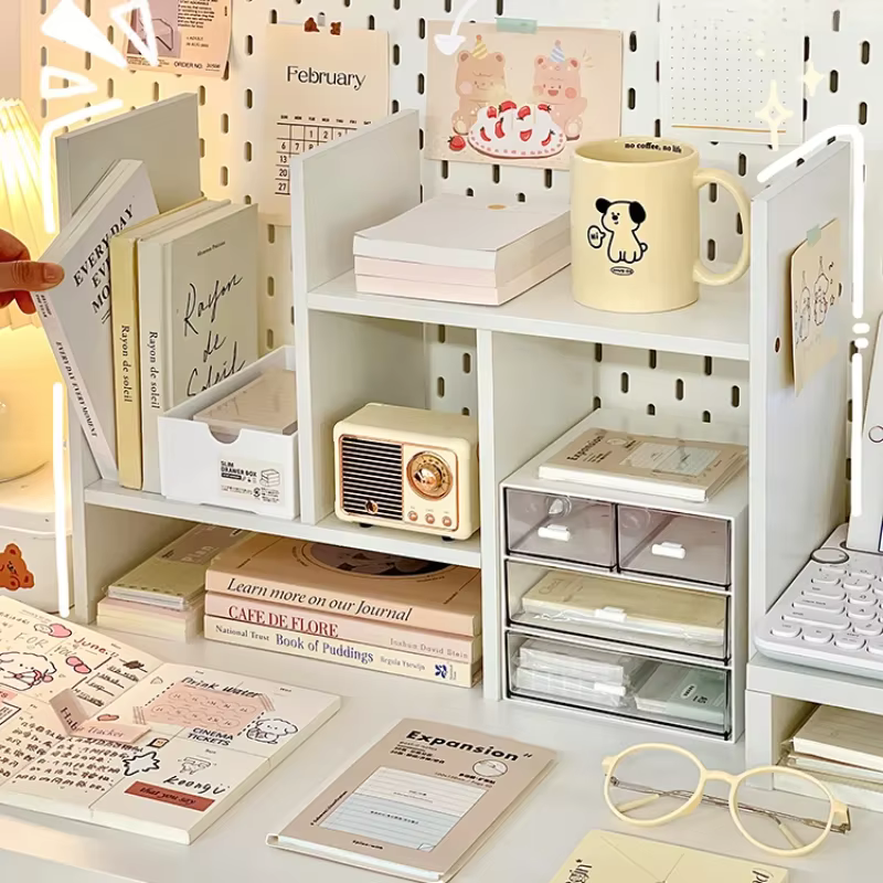 Ins Kawaii – étagère de rangement de bureau, support de bureau, bricolage, organisateur de bureau, armoire combinée pour étudiants, présentoir de rangement