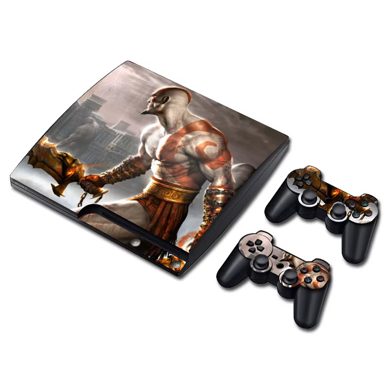 Autocollant de peau pour console et manettes PS3 Slim, motif God of War, en vinyle