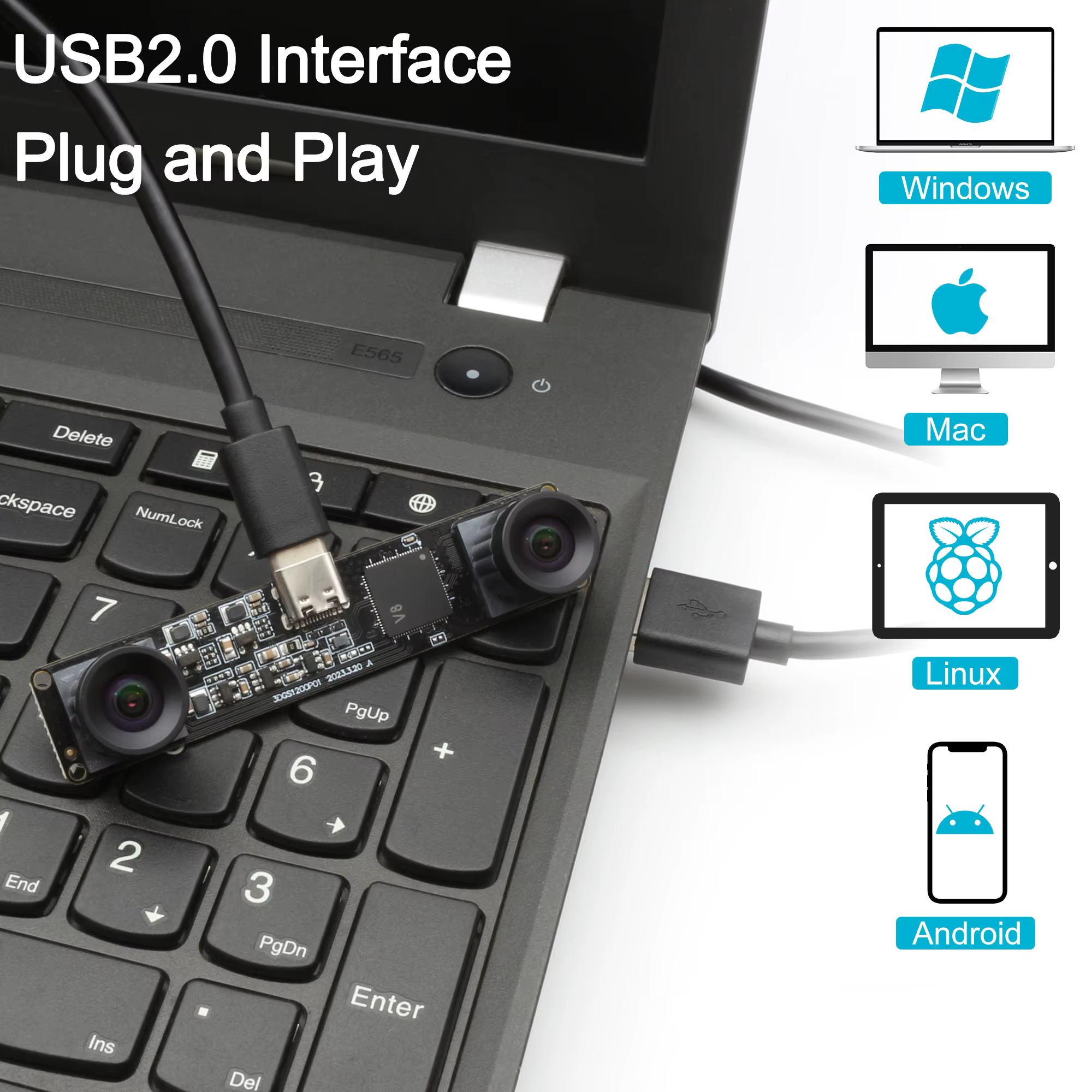 120fps 60fps obturateur Global caméra stéréo 3D Mini 3.8MP 3200x1200P haute vitesse Full HD Webcam synchrone double objectif USB caméra PC