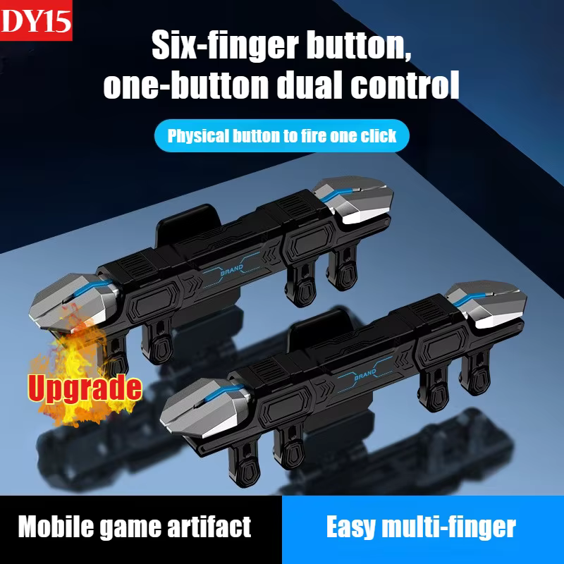 Déclencheur de jeu pour téléphone portable, 6 doigts, viser et tirer, Free Fire L1 R1, bouton en alliage ABS, joystick de jeu, contrôleur pour iPhone Android