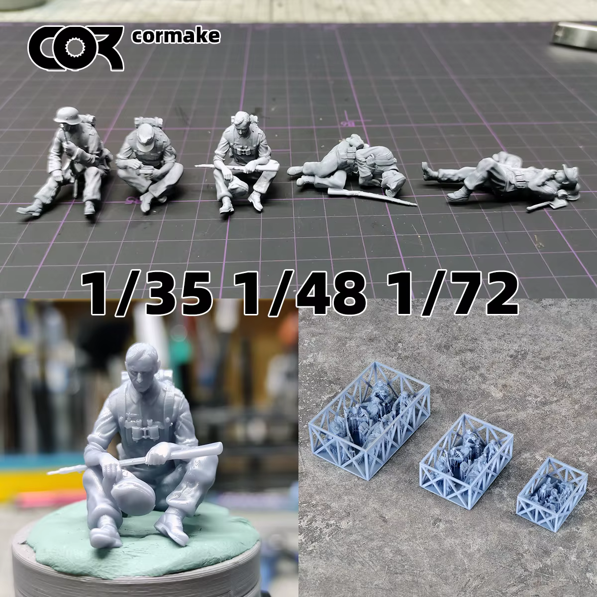 Figurines d'armée, soldats en repos, équipe militaire, homme militaire assis, ensemble de montage, diorama, modèle à l'échelle, kit de 5 pièces, 1/72, 1/35, 1/48