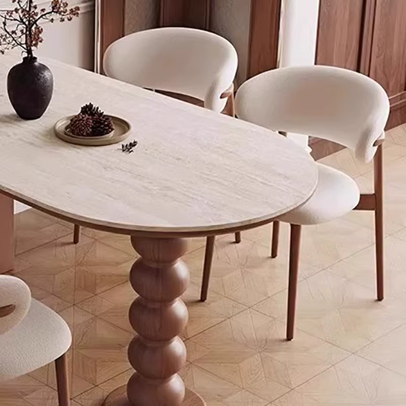 Tables à manger élégantes du milieu du siècle avec armoires, tables à manger ovales Vintage à pieds hauts, meubles rustiques pliables