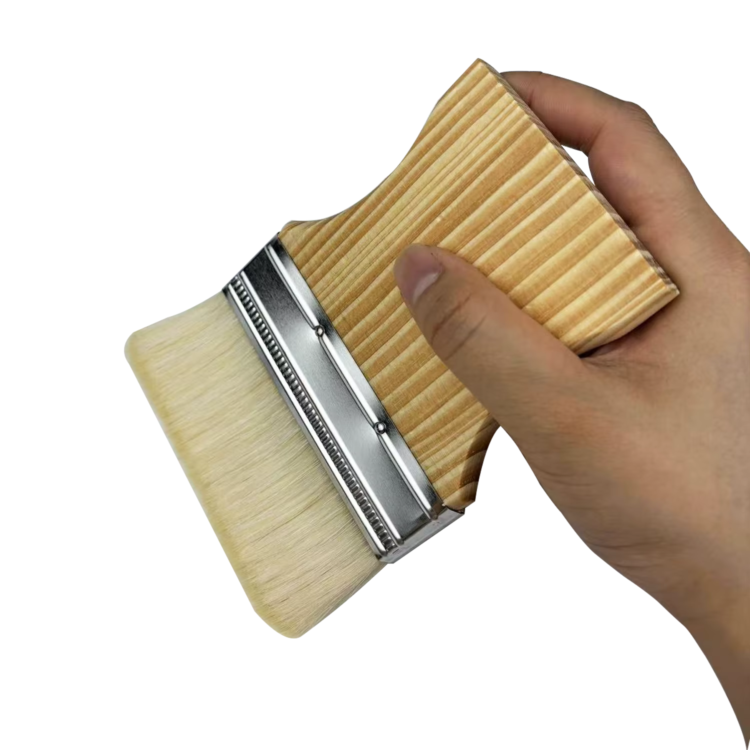 Ensemble de 3 pinceaux plats en laine de haute qualité pour peinture à l'huile et à l'acrylique, manche en bois naturel avec virole métallique