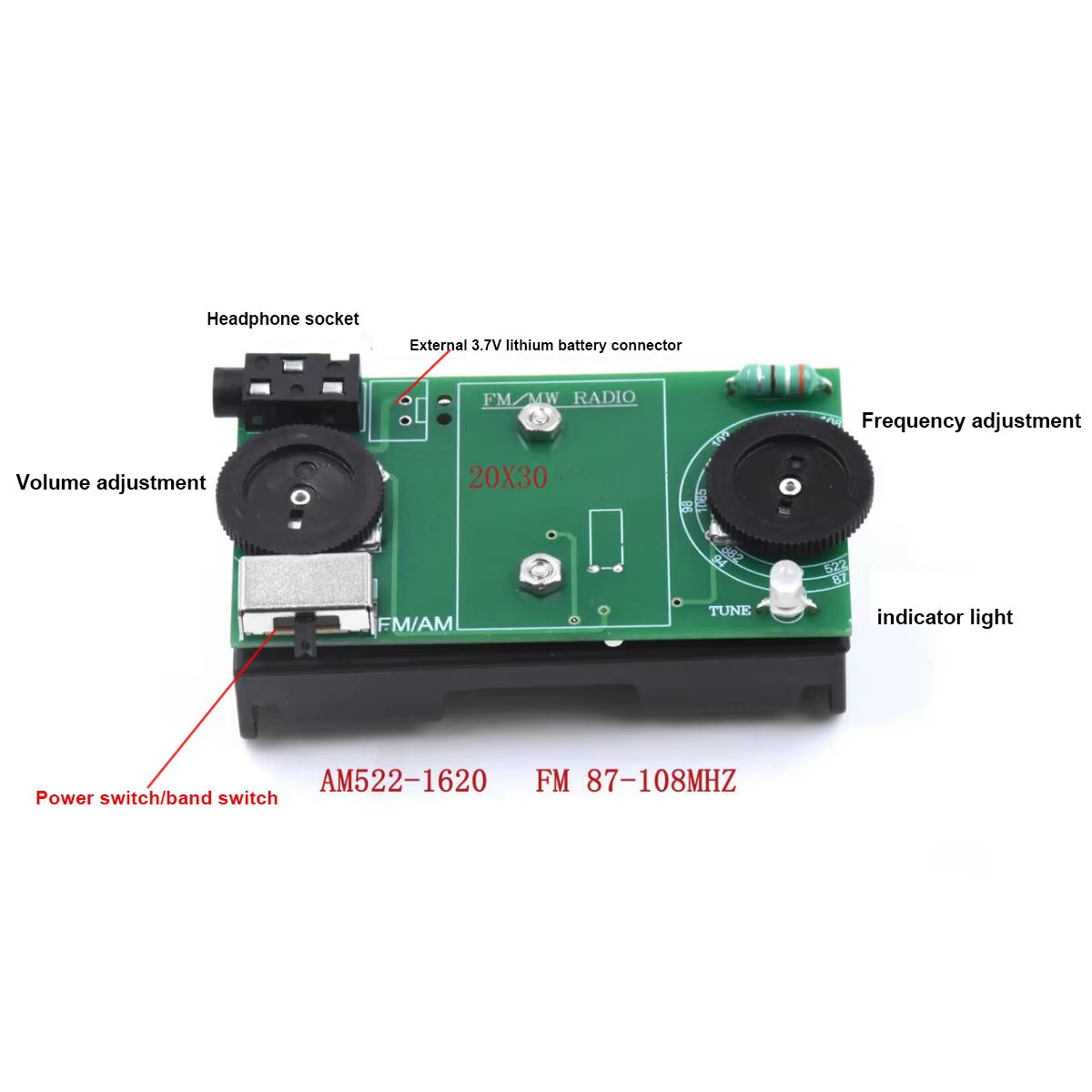 Récepteur Radio numérique FM à ondes moyennes, 2 canaux, MW AM FM, Modulation de fréquence, carte Radio 522-1620M 87-108M, diffuse de Radio