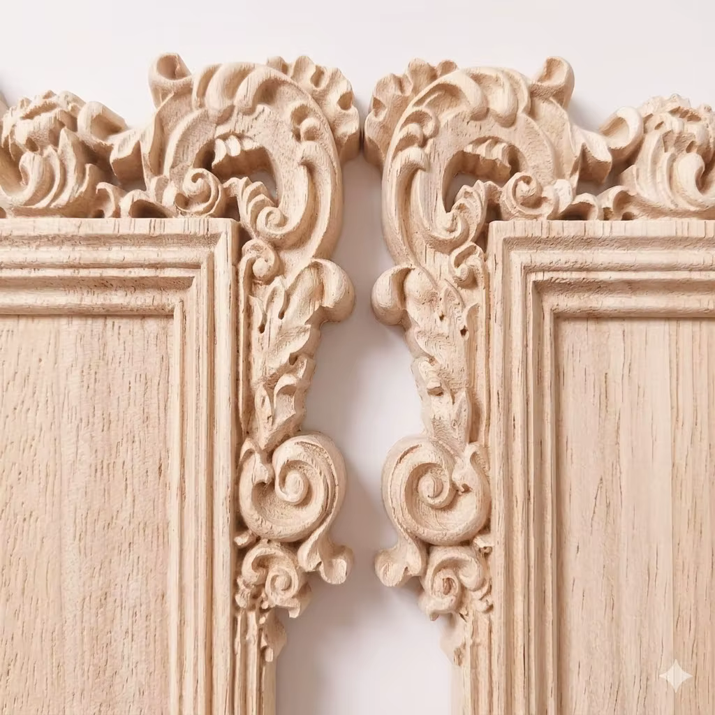 Cadres photo en bois sculpté vintage, décoration murale en bois non peint, design sculpté intemporel, cadres photo en bois pour la décoration de la maison
