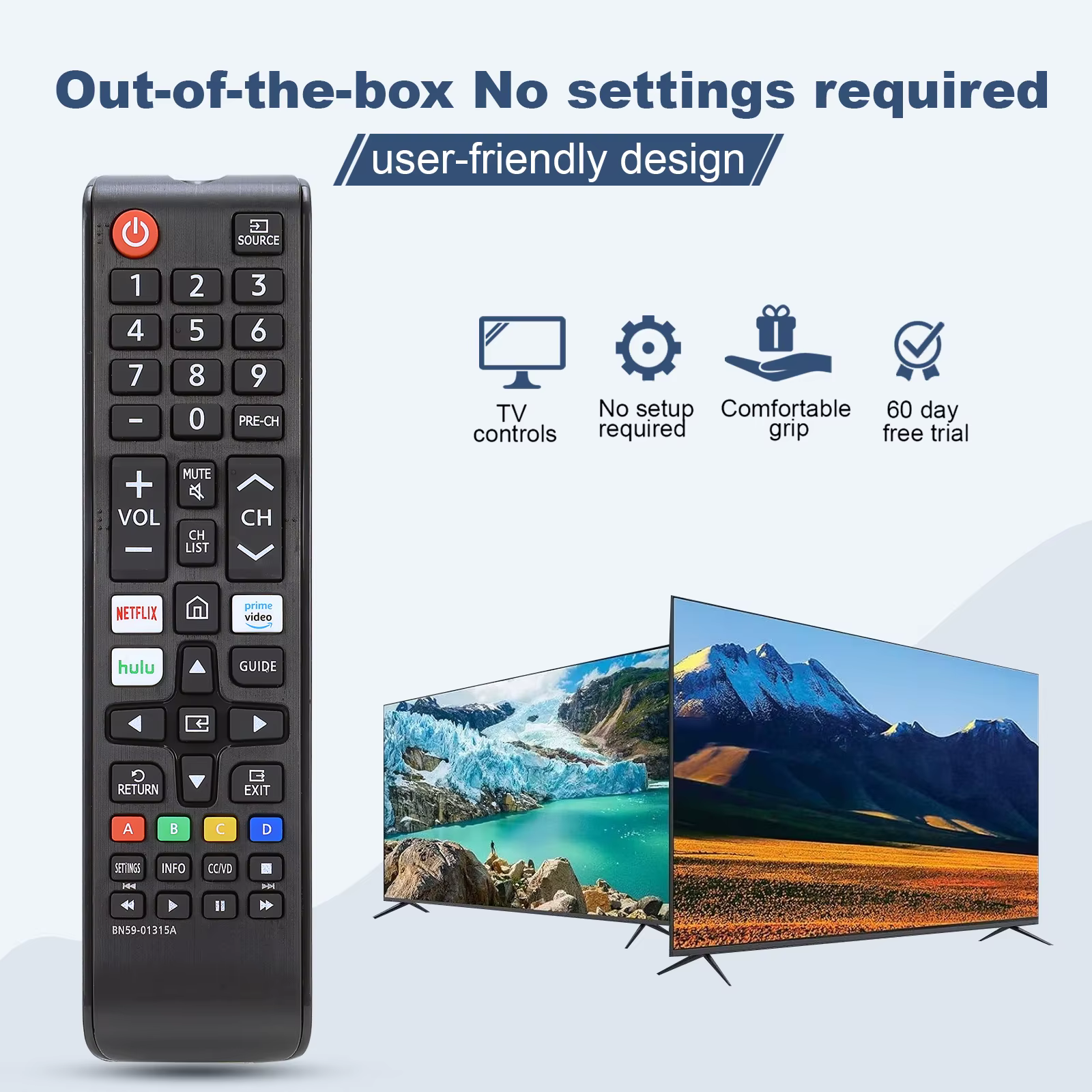 Télécommande universelle pour tous les téléviseurs Samsung, remplacement compatible pour tous les modèles de téléviseurs intelligents Samsung, LED, LCD, HDTV, 3D