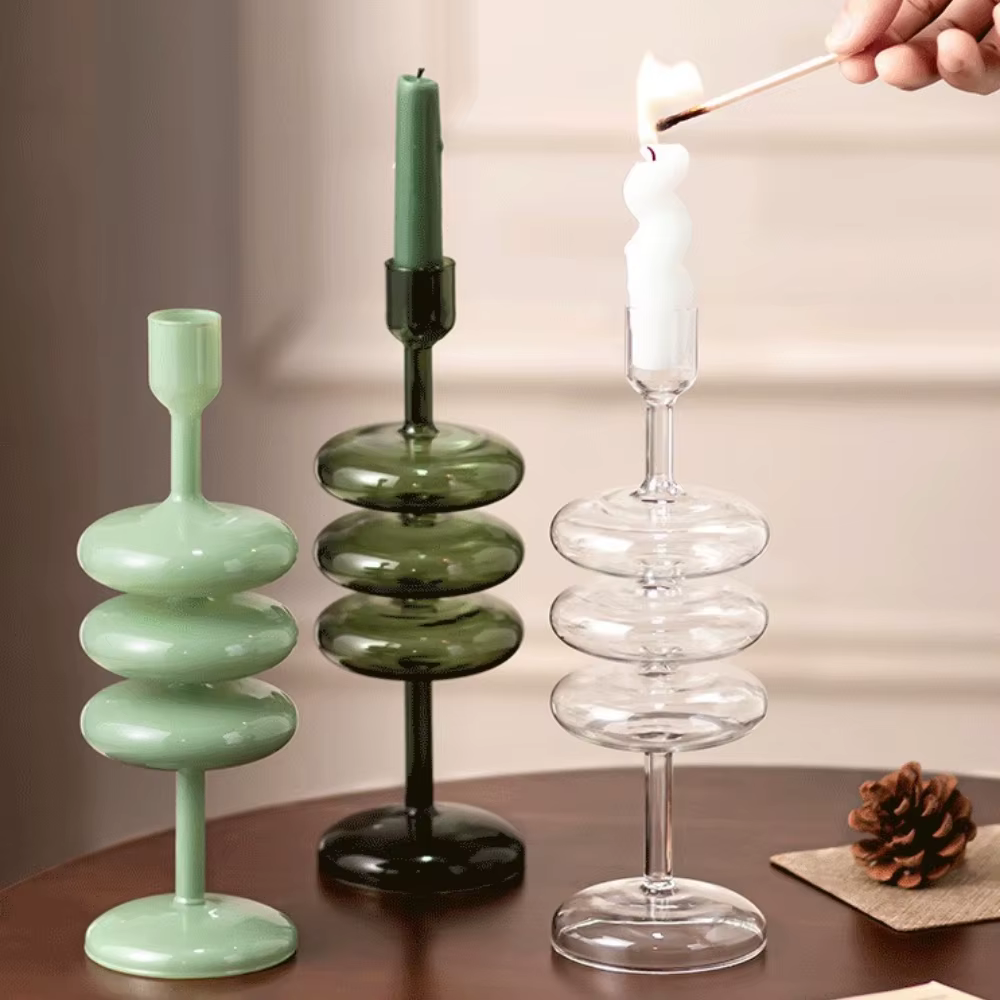 Photophore en verre coloré de style nordique pour centres de table de mariage, décoration moderne de salon, cadeau