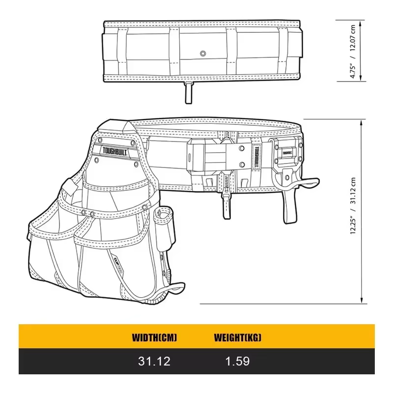 ToughBuilt TB-CT-102-3P 3PC Pro Framer Outil Ceinture Ensemble Outils TOUGHBUILT Emballage Sac