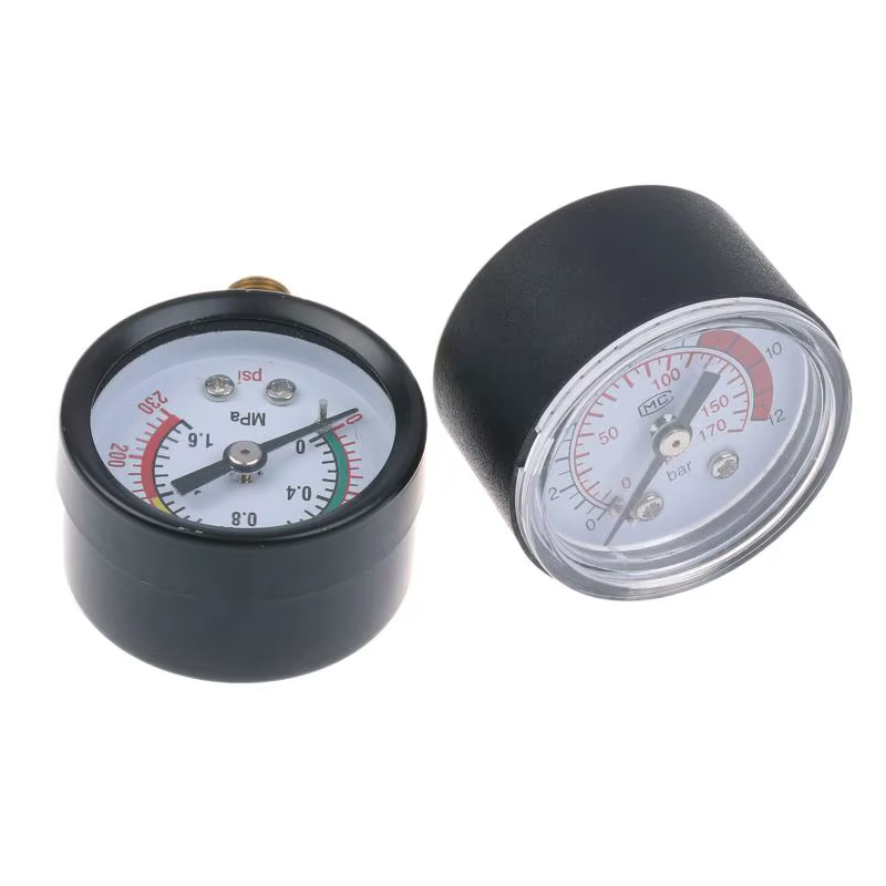 Manomètre compresseur d'air liquide hydraulique pneumatique 0-12Bar/0-170PSI Instrument de mesure à cadran facile à lire