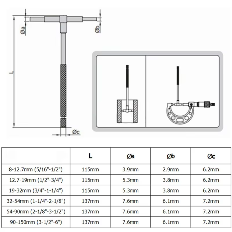 Jeu de jauges d'alésage télescopiques, 6 pièces, pour alésages internes, outils de mesure de 8 à 150mm, livraison directe