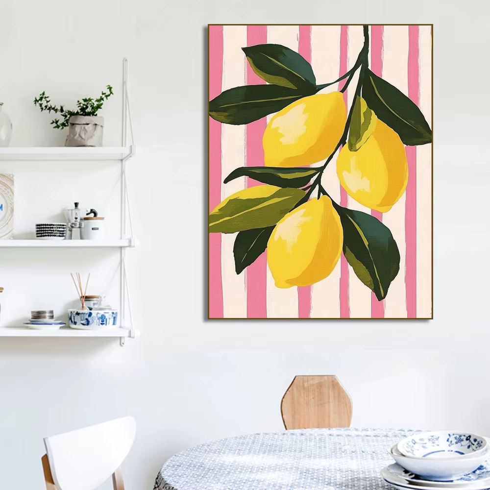 Affiche abstraite de marché aux fruits, figue, citrons, fraises, pêches, peinture sur toile imprimée, tableau d'art mural pour décoration de salon et de maison