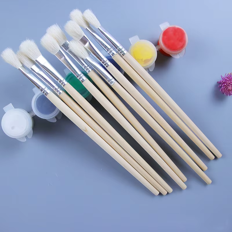 10 pièces/lot laine cheveux pinceau support en bois peinture brosse aquarelle huile poudre peintures brosse en gros de fournitures d'art