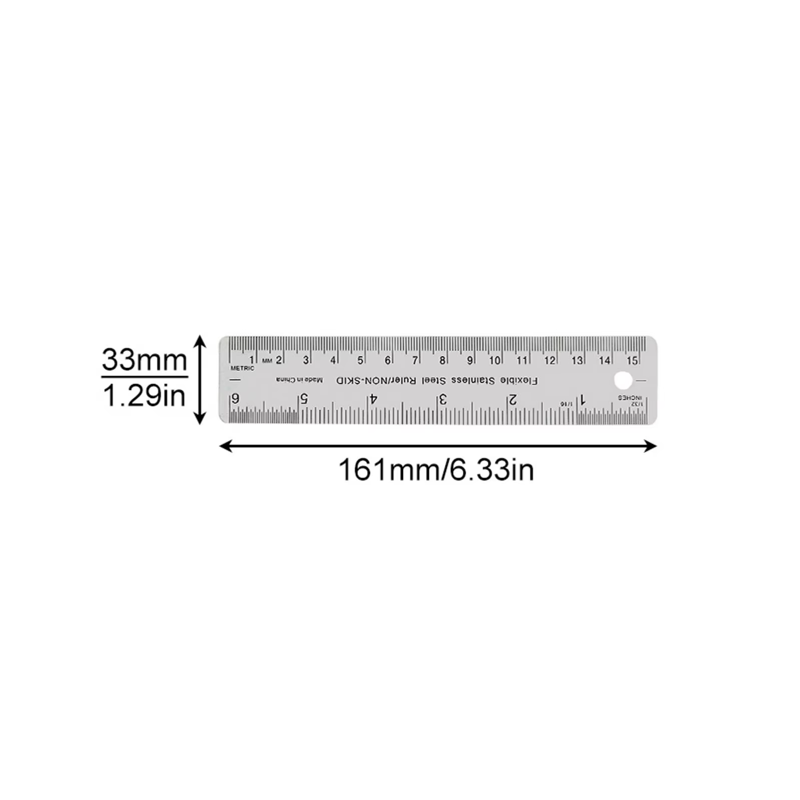 Règle métallique en acier inoxydable en option de 6/12/18 pouces, avec support en liège, règles antidérapantes en pouces et centimètres, outils de mesure