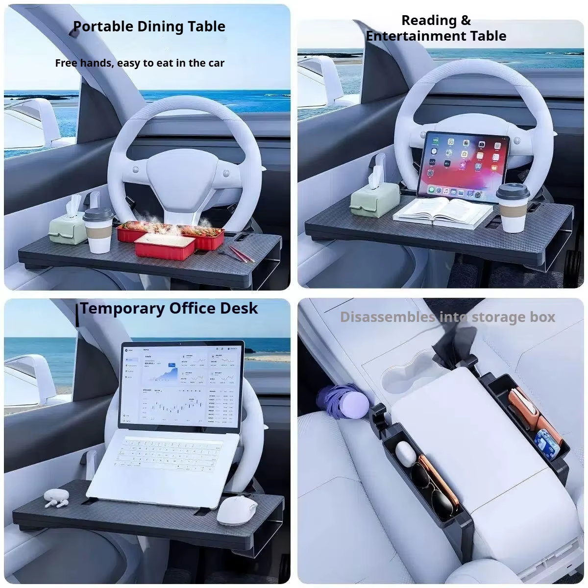 Table de voiture multifonctionnelle pour volant de voiture, support pour ordinateur portable, table à manger pour voiture