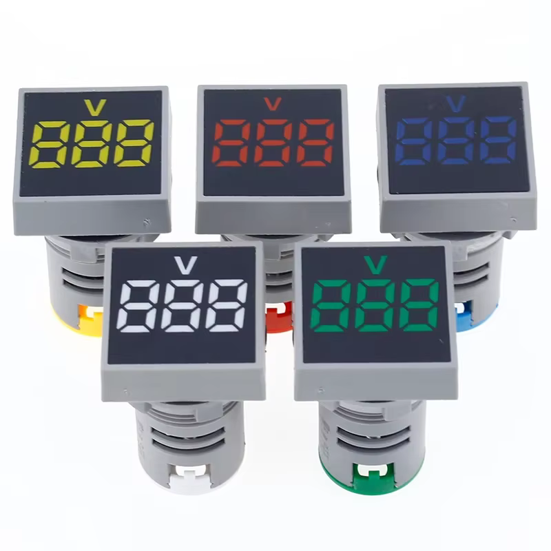 Voltmètre numérique LED, panneau carré, indicateur lumineux, voltmètre, AC 60-500V, 22mm