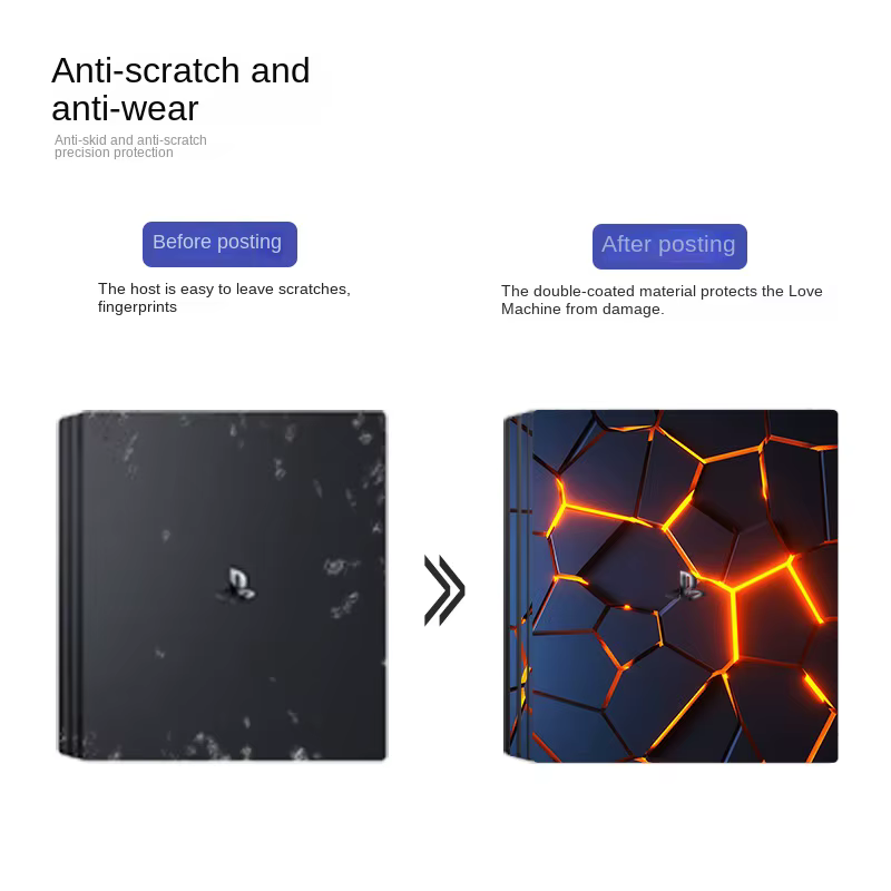 Autocollant de peau de jeu pour PS4 Pro, vente en gros, conception personnalisée pour Console Sony, Film de protection anti-rayures, accessoires de couverture de poignée