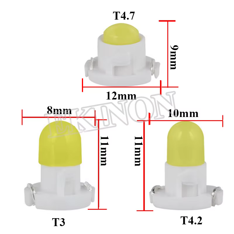 50pcs T3 T4.2 T4.7 COB tableau de bord de voiture indicateur Instrument ampoules Auto intérieur lampe blanc rouge bleu vert rose jaune DC12V