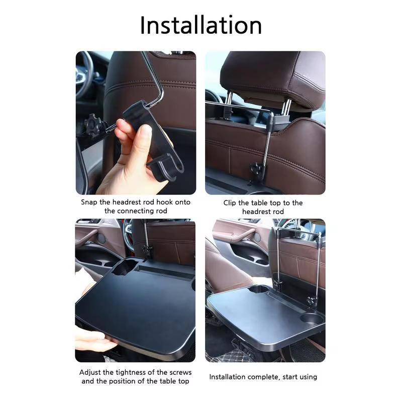 Table de voiture pliable, plateau de voiture pour volant de voiture, Table de voyage avec rainure de tasse de boisson pour ordinateur portable et tablette