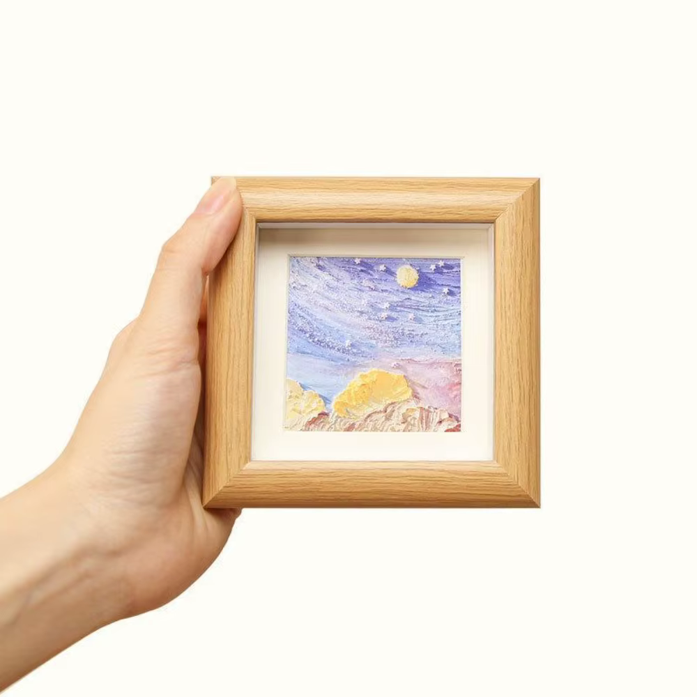 Mini cadre photo créatif en bois, ornements en bois, cadre photo DIY, cadre d'affichage carré pour peinture