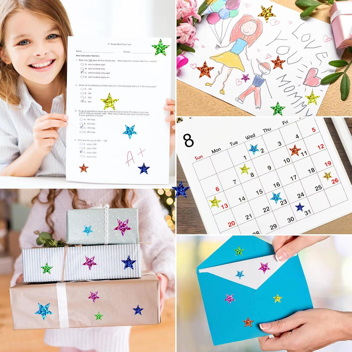 Autocollants holographiques scintillants, 5 tailles, petites étoiles, récompense pour enfants, feuille à paillettes, pour tableau de récompense du comportement, DIY bricolage