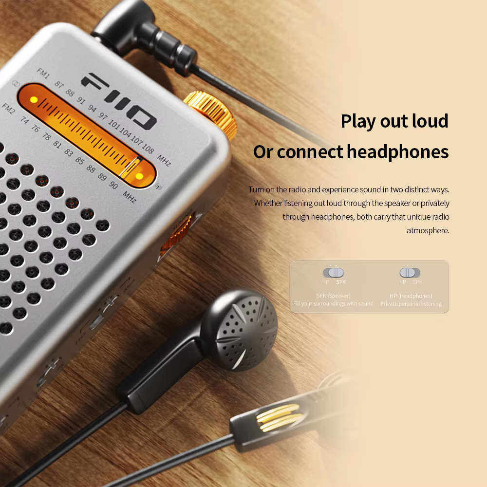 Radio FM portable FIIO RR13, radio de poche rechargeable avec haut-parleur intégré, cadran de réglage analogique, antenne externe