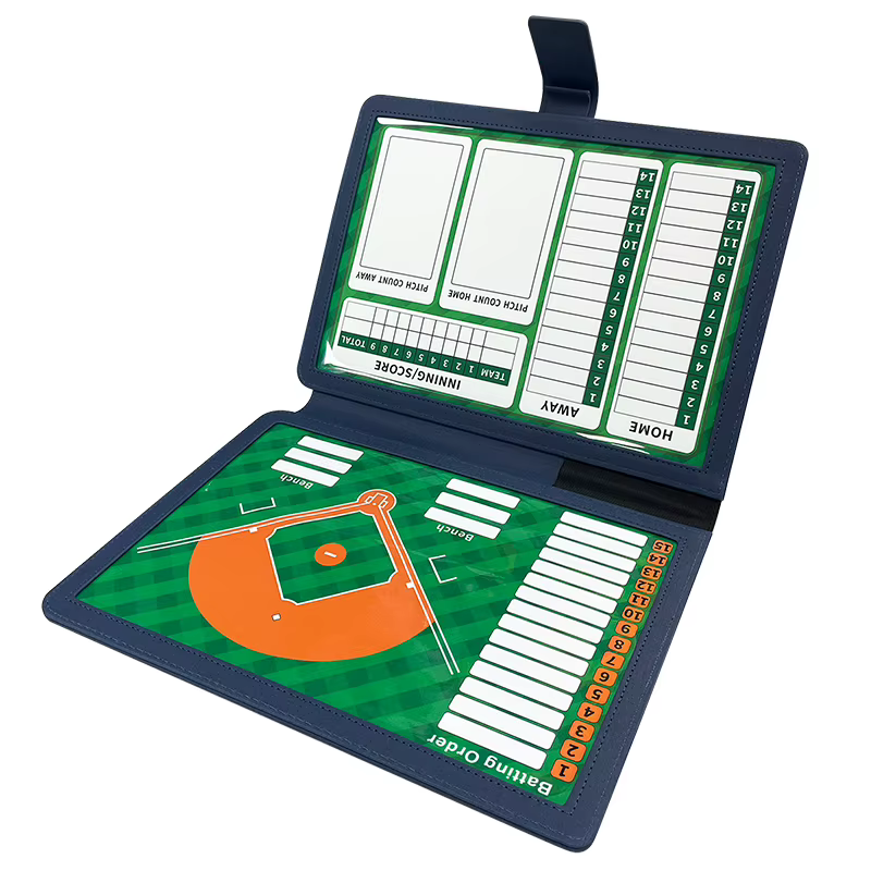 Tableau d'entraînement de baseball pliable, double face, magnétique, inscriptible et effaçable, pour l'entraînement et la stratégie, portable, 12,6 x 9,4 pouces