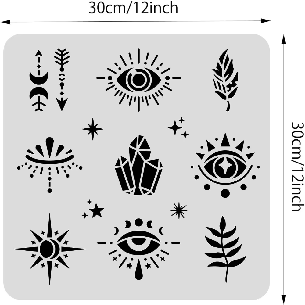 Galets en plastique aux yeux maléfiques, 12x12 pouces, modèle de peinture sur le thème mystique pour journal intime, scrapbooking, bricolage, artisanat, décoration de sol mural