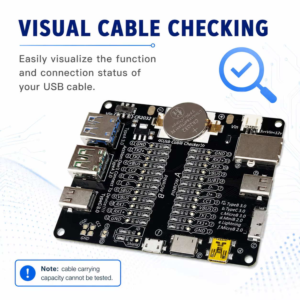 DT3 testeur de câble USB carte de détection de câble de données pour IOS Android Micro type-c court-C outil de carte de Test de commutation marche-arrêt