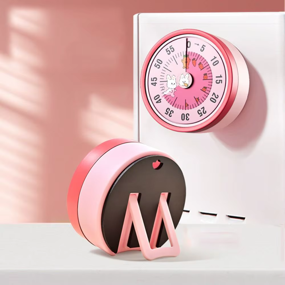 Minuteur visuel mécanique de 60 minutes avec support, fonction chronomètre et alarme, pour la gestion du temps et la visualisation du compte à rebours, compatible réfrigérateur