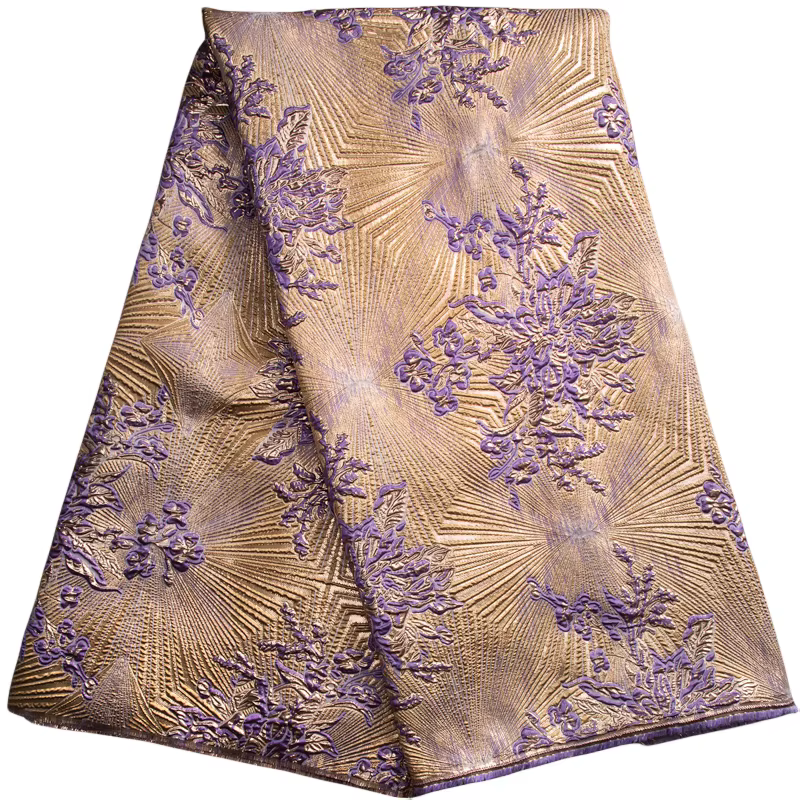 Kalporcelain-Tissu africain en dentelle pour la couture de robes de soirée de mariage, brocart doré, jacquard, offre spéciale, 5 mètres, F3466
