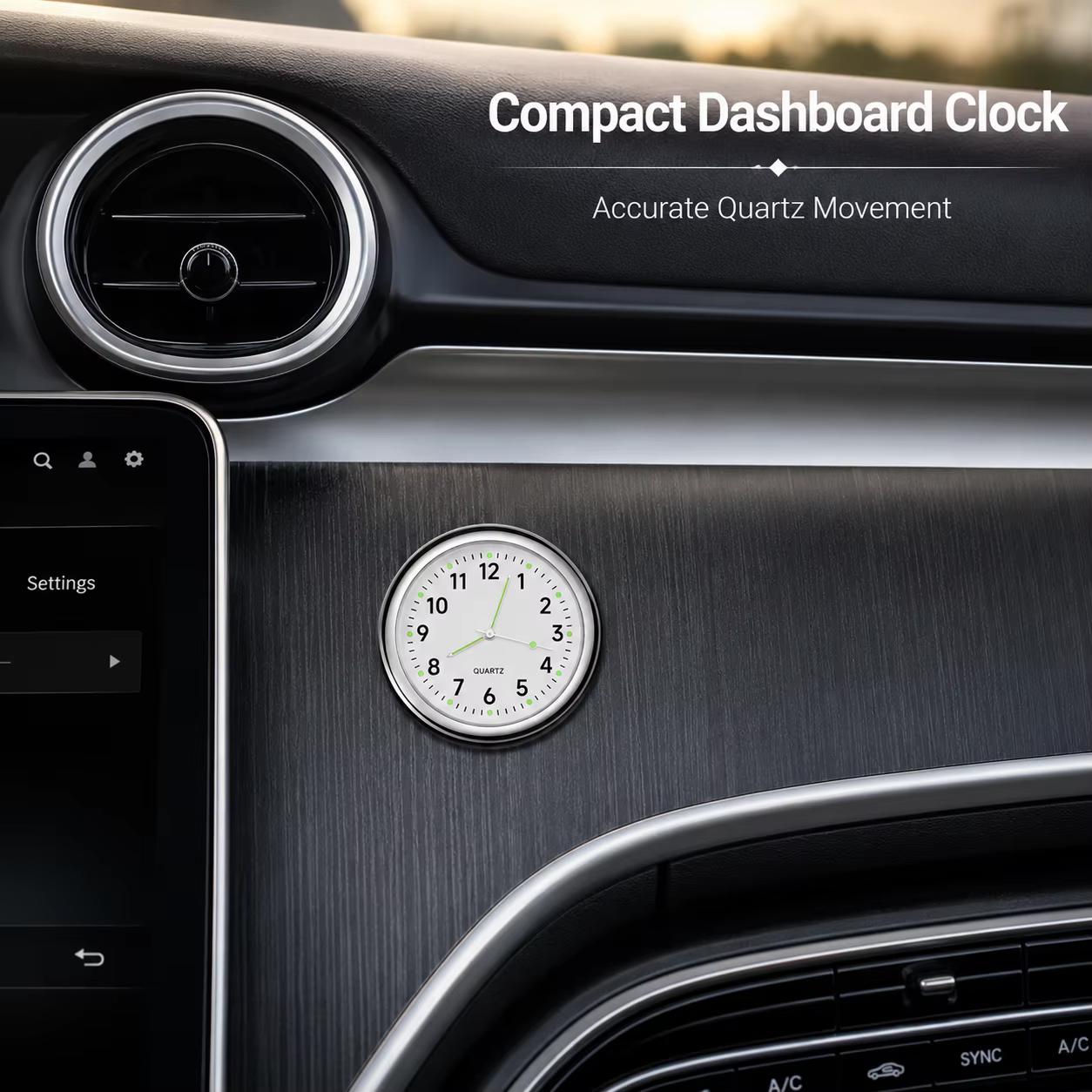 Horloge de tableau de bord de voiture, décoration intérieure, mini horloge portable, décoration lumineuse, montre analogique, ornements pour voitures