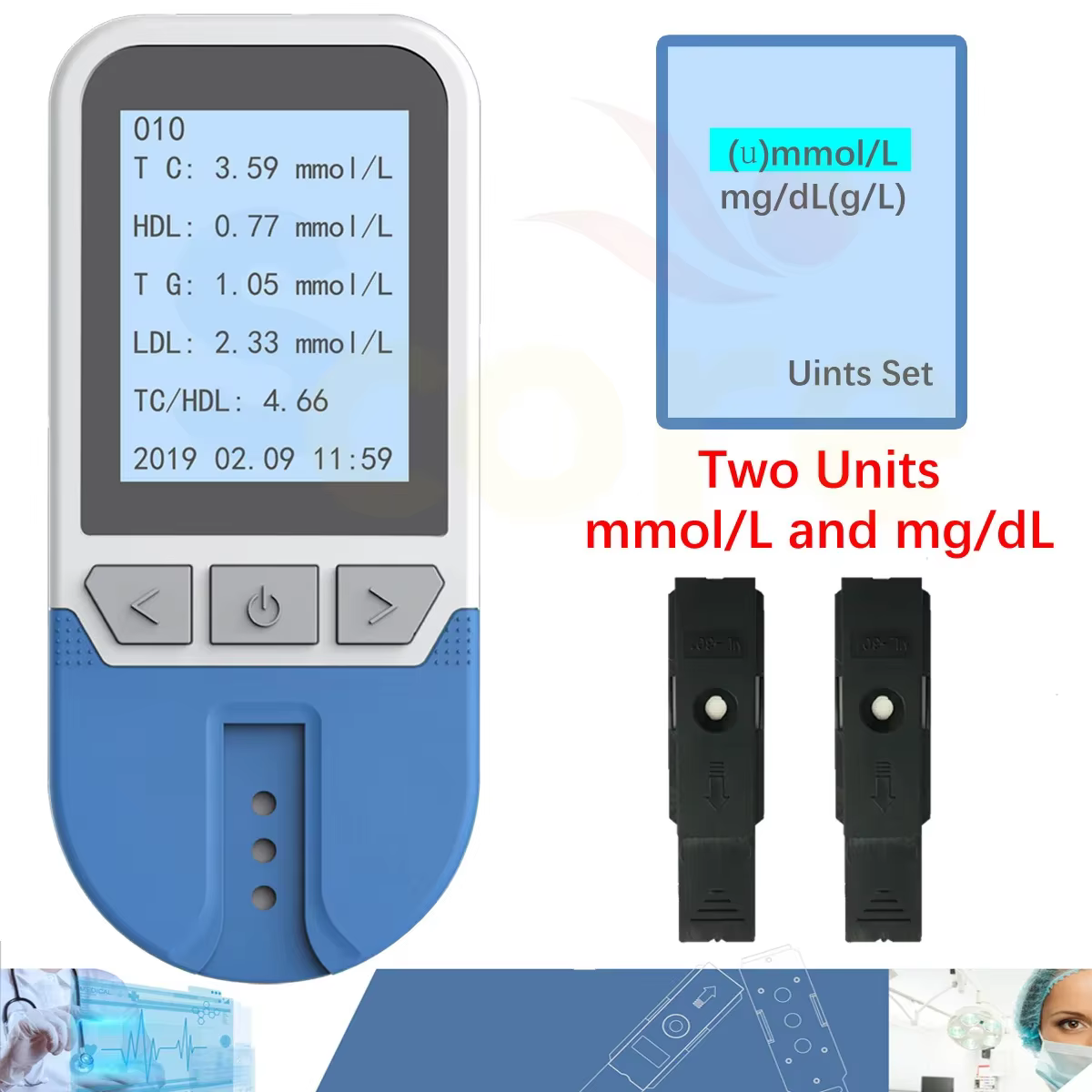 Analyseur de lipides 4 en 1, cholestérol total (TC), lipoprotéines de haute densité (HDL), triglycérides (TG), compteur optique de cholestérol !