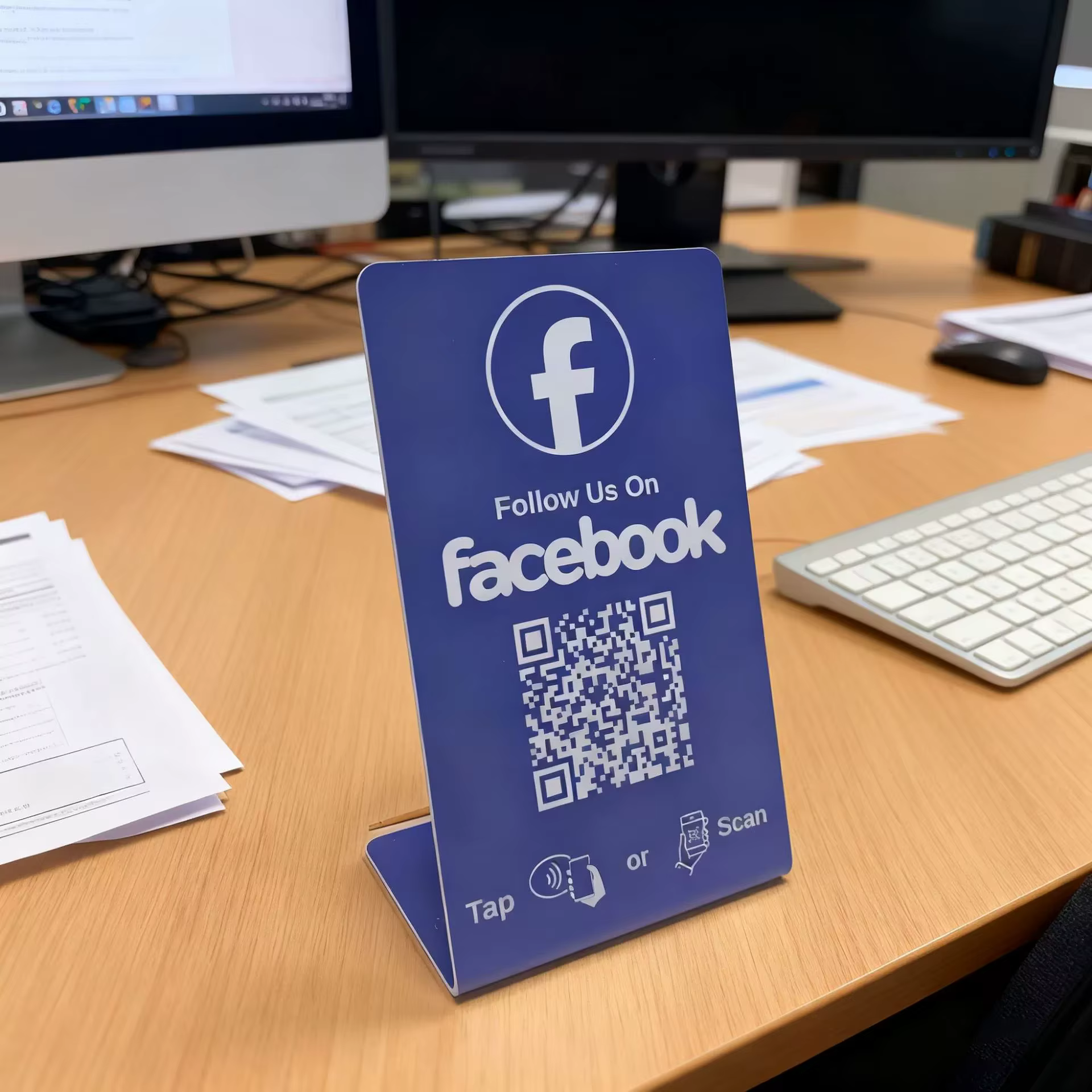 Support de code QR personnalisé pour avis Google, affichage de menu en acrylique, plaque pour réseaux sociaux Facebook, touchez ou scannez pour laisser un avis (NFC+QR)