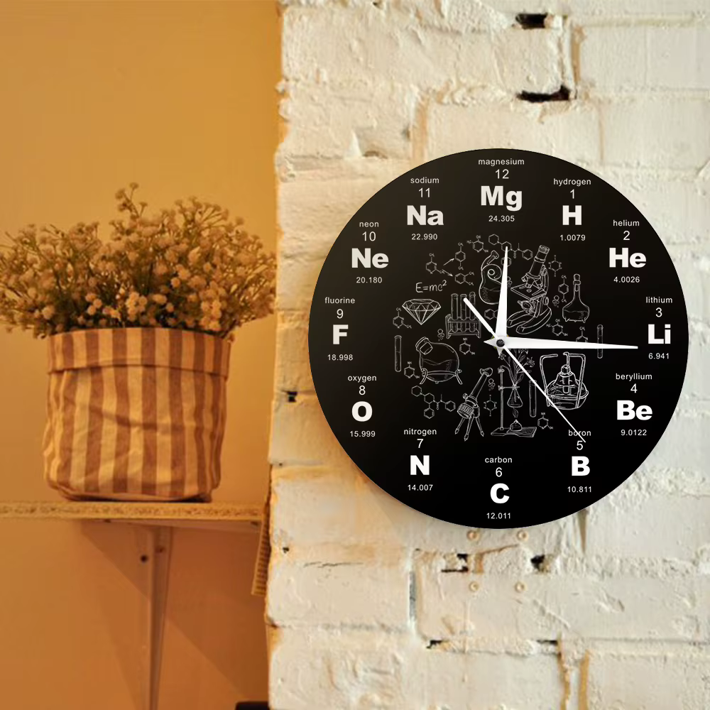 Tableau Périodique des Éléments, Horloge Murale, Art Mural Chimique, Attention ols, Affichage des Irritations, Horloge de Chambre, Cadeau de l'Enseignant