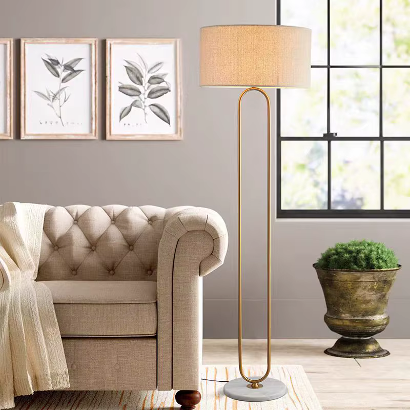 Warner-Lampe de Table LED en Tissu Minimaliste, avec Base en Marbre, Verticale, pour Chambre à Coucher