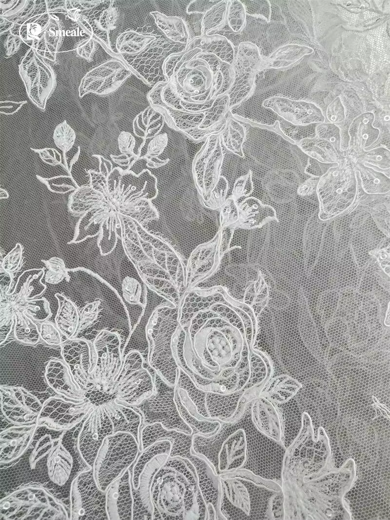 Tissu en dentelle blanche SMEALE, robe de soirée de luxe, dentelle française, tissu de mariage, tissus pour la couture