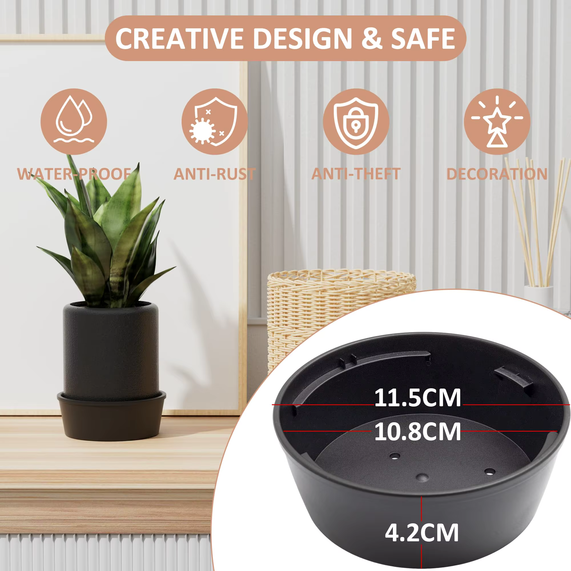 Boîte à clés cachée avec serrure à combinaison, coffre-fort caché, petite boîte de rangement verrouillable avec Code, articles secrets extérieurs pour pot de fleurs de décoration