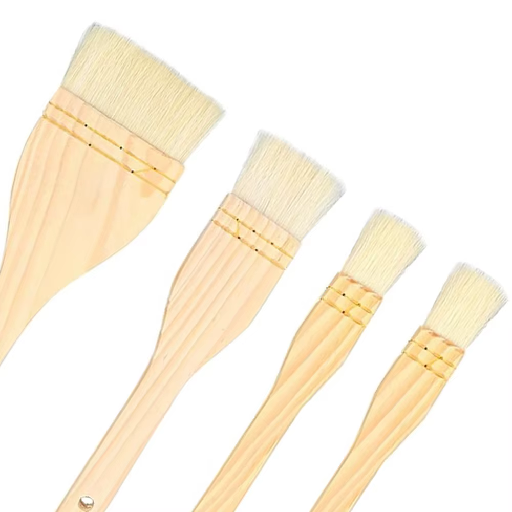 Ensemble de pinceaux de peinture d'artiste, 4 pièces, pinceaux de lavage en poils de laine pour aquarelle, céramique et poterie