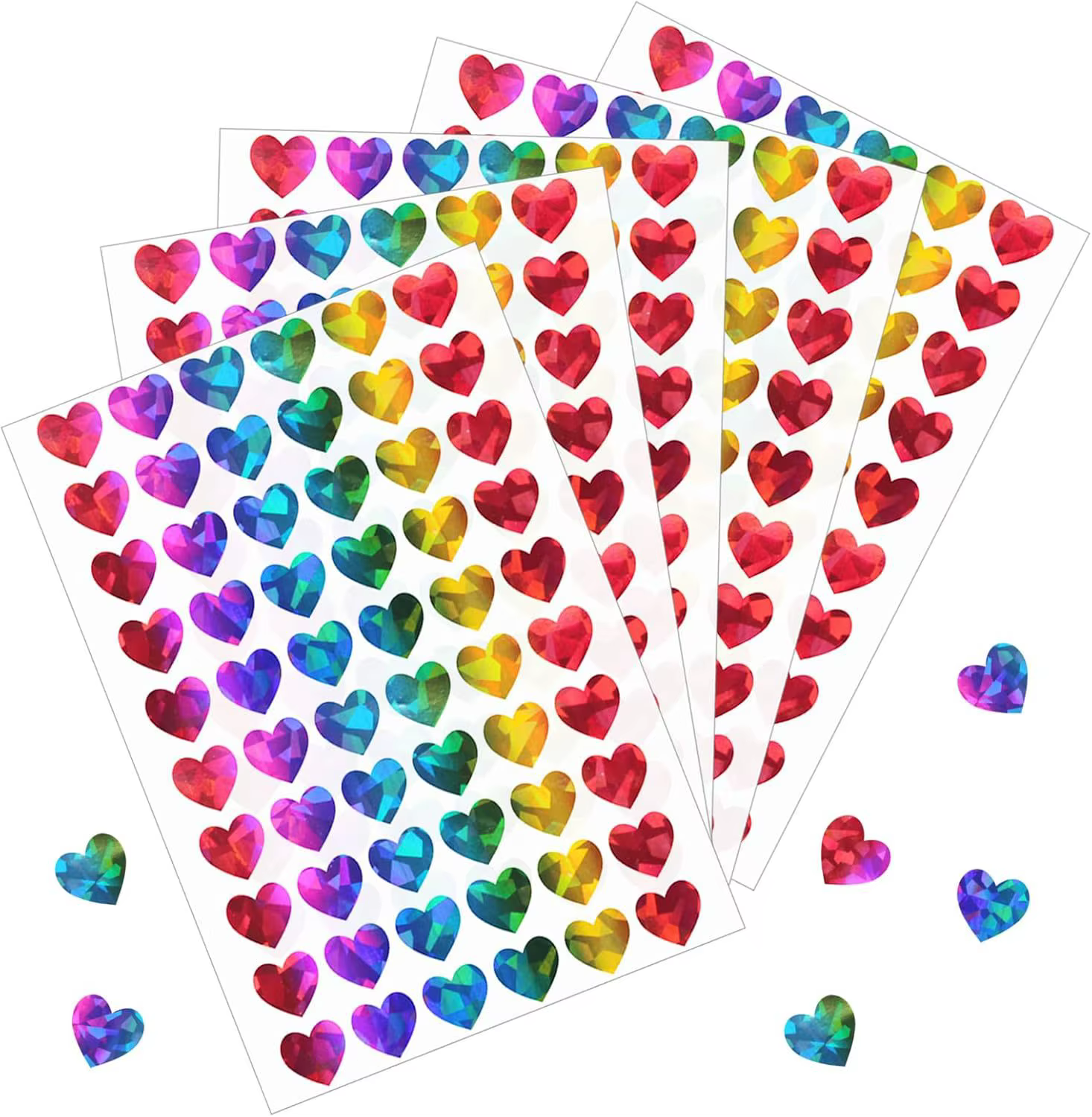 600 autocollants en forme de cœur rouge, petits autocollants holographiques pour récompense des élèves, petits autocollants scintillants de 0,5 pouce pour la fermeture de cadeaux