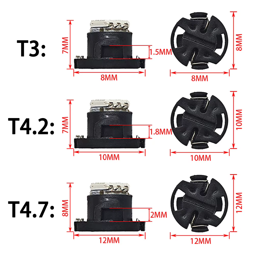 10 pièces T3 T4.2 T4.7 12V LED Super Lumineuses pour Tableau de Bord de Voiture, Lumière de Climatisation, Lumière de Console Centrale, Lumière de Bouton